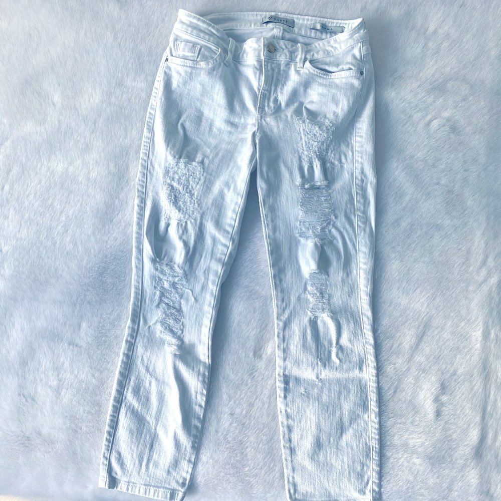 Guess White Distressed Skinny Jeans